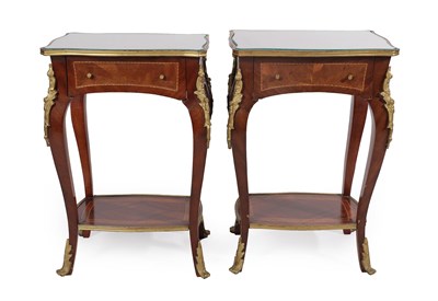 Lot 346 - A Pair of 20th Century French Style Gilt Metal Mounted Bedside Tables, each of serpentine...