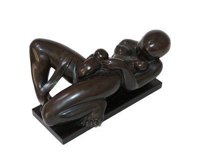 Lot 350 - G Bloch (20th century) Mother and child Signed, bronze, 38cm by 24cm by 17.5cm high
