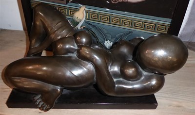 Lot 350 - G Bloch (20th century) Mother and child Signed, bronze, 38cm by 24cm by 17.5cm high