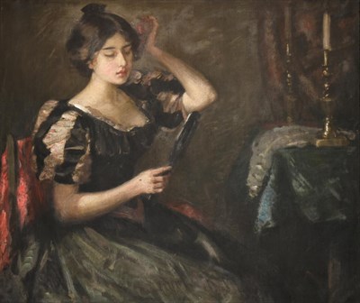 Lot 358 - Attributed to Robert Burns ARSA (1869-1941) Scottish  In the Mirror  Oil on canvas, 87cm by 104.5cm