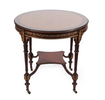 Lot 370 - A Fine Louis XVI Style Mahogany, Amboyna and Gilt Metal Mounted Centre Table, late 19th...