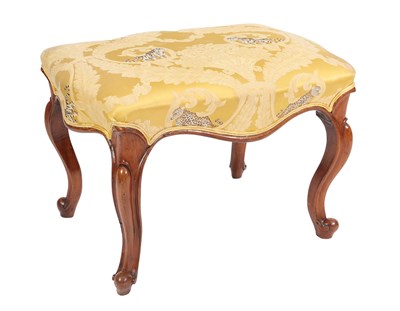 Lot 384 - A Victorian Mahogany Framed Stool, the later upholstered seat covered in a tiger and leopard fabric