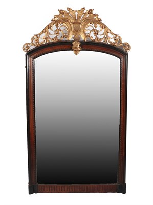 Lot 401 - A Victorian Walnut and Parcel Gilt Overmantel Mirror, 3rd quarter 19th century, the original...