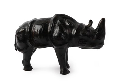 Lot 405 - An Early 20th Century Novelty Leather Rhinoceros, circa 1920, in the manner of Liberty & Co., black