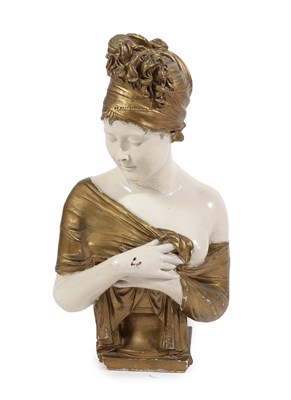 Lot 410 - After Houdon: A Gilt and White Painted Composition Bust, early 20th century, of a maiden in Art...