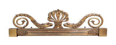 Lot 419 - A Gilt Door Surmount, the acanthus and reeded moulding surmounted by two serpents with scrolled...