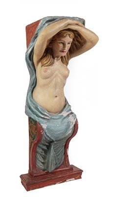 Lot 420 - A Painted Composition ''Figurehead'', as a caryatid with blonde hair, loosely draped on a...