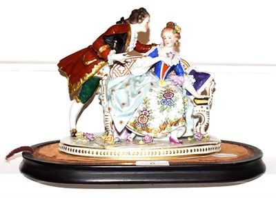 Lot 6 - A Samson of Paris figure group with faux Chelsea anchor mark, 20cm wide by 18cm high