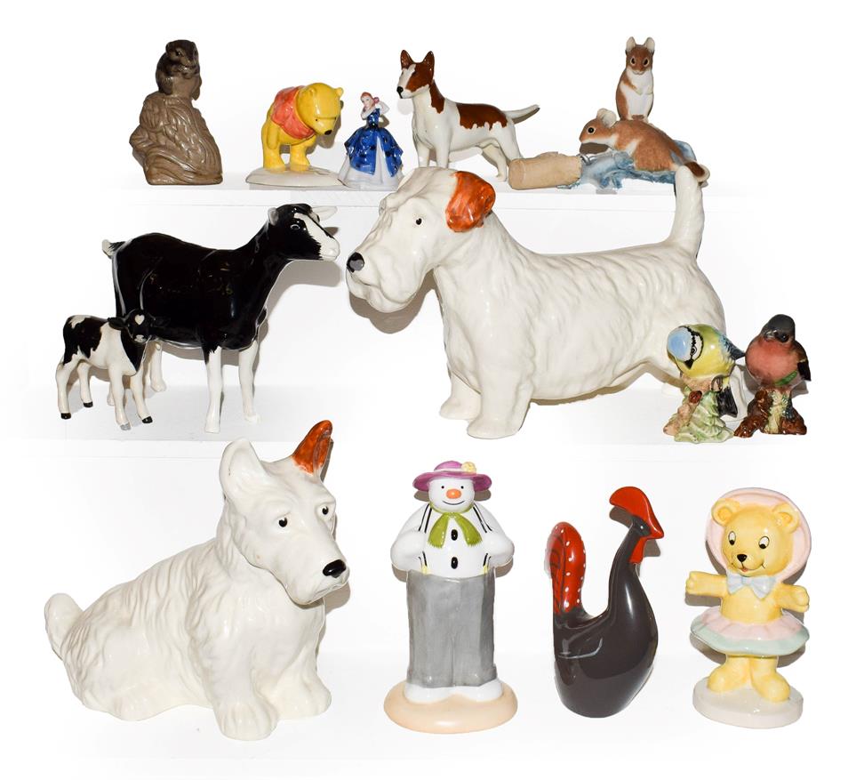Lot 26 - Beswick, Royal Doulton and other figures including an I.O.M Shebeg goat