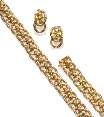 Lot 599 - A Suite of 18 Carat Gold Jewellery, by Garrards, a necklace, bracelet and pair of earrings, of...