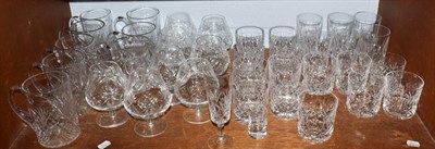 Lot 96 - A quantity of Tudor and Edinburgh crystal including tumblers, brandy and tankards (one shelf)
