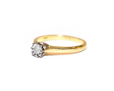 Lot 107 - An 18 carat gold diamond solitaire ring, estimated diamond weight 0.10 carat approximately,...