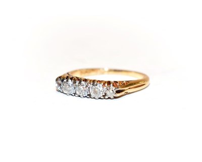 Lot 108 - A diamond five stone ring, stamped '18CT' and 'PLAT', total estimated diamond weight 0.60 carat...