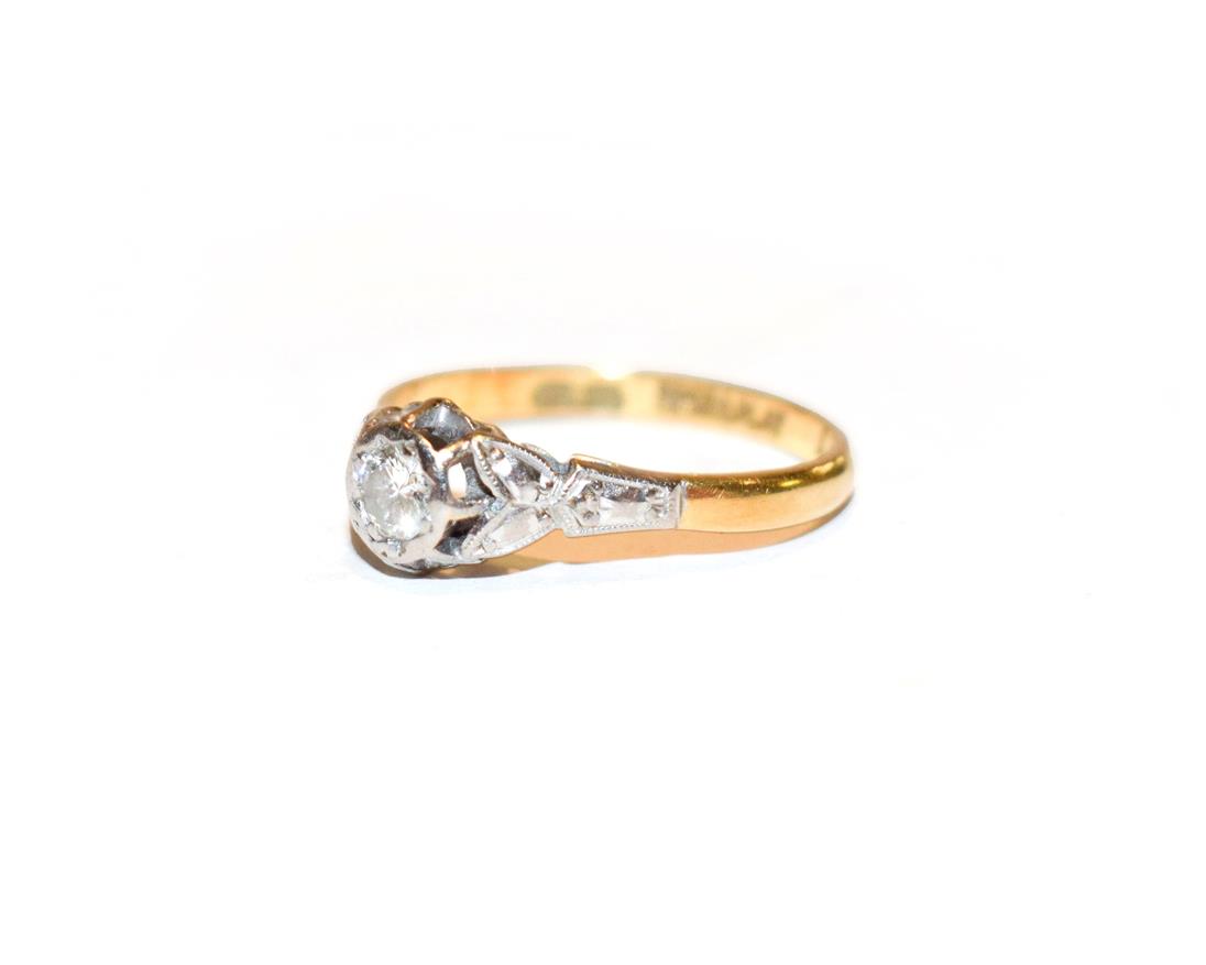 Lot 110 - A diamond solitaire ring, stamped '18CT&PLAT', estimated diamond weight 0.15 carat...