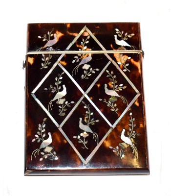 Lot 119 - A Victorian tortoiseshell and mother of pearl inlaid card case