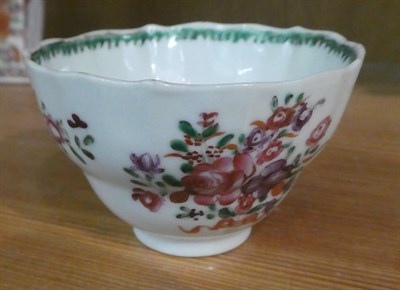 Lot 125 - Worcester coffee cup, prunus root pattern, circa 1760 together with a miniature Cantonese vase...