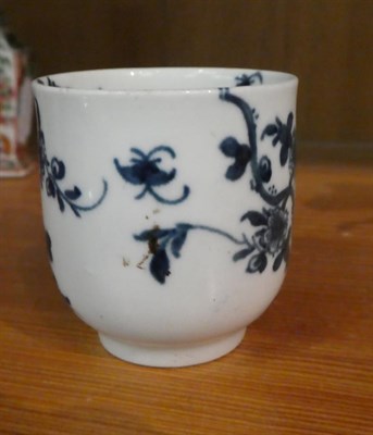 Lot 125 - Worcester coffee cup, prunus root pattern, circa 1760 together with a miniature Cantonese vase...