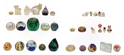 Lot 135 - A quantity of glass paperweights, including Caithness, Mdina, Isle of Wight, Swarovski animals (one