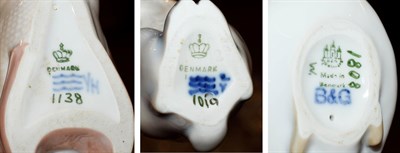 Lot 137 - Five Royal Copenhagen models of fish, a model of a hare and a model of an otter a Bing &...