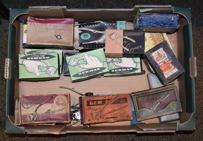 Lot 168 - A box of mid 20th century hair clippers majority in original packaging including Burman, Chard...