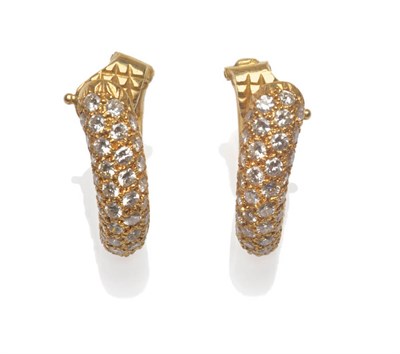 Lot 612 - A Pair of 18 Carat Gold Diamond Cuff Earrings, by Asprey & Co., of twisted hoop form in...