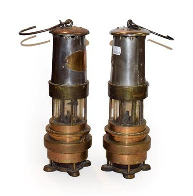 Lot 206 - Two Spiralarm miners gas detector lamps, makers J H Naylor, (2)