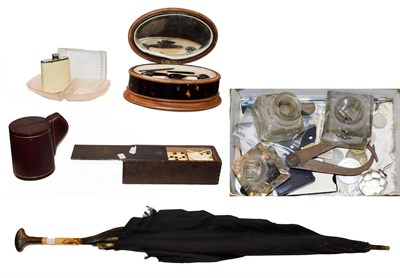 Lot 209 - A tray of assorted to included a manicure set in a tortoiseshell and leather case, boxed set of...