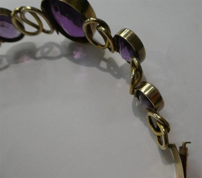 Lot 231 - An amethyst bracelet, unmarked, length 18cm