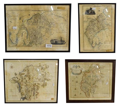 Lot 1010 - Robert Morden, an engraved and hand tinted map of Cumberland, 39.5cm by 45.5cm, John Cary map...