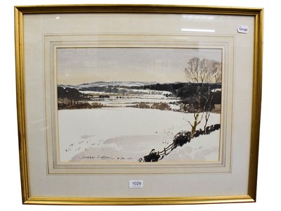 Lot 1029 - James Fletcher-Watson, RI, RBA (1913-2004) snow in the Cotswolds, signed and dated 14th January...