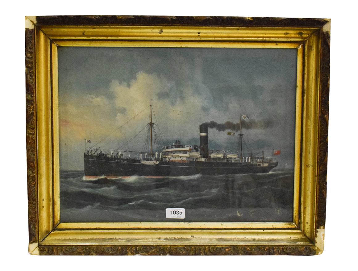 Lot 1035 - English school (early 20th century) the Montrose steamer ship, gouache on paper heightened in...