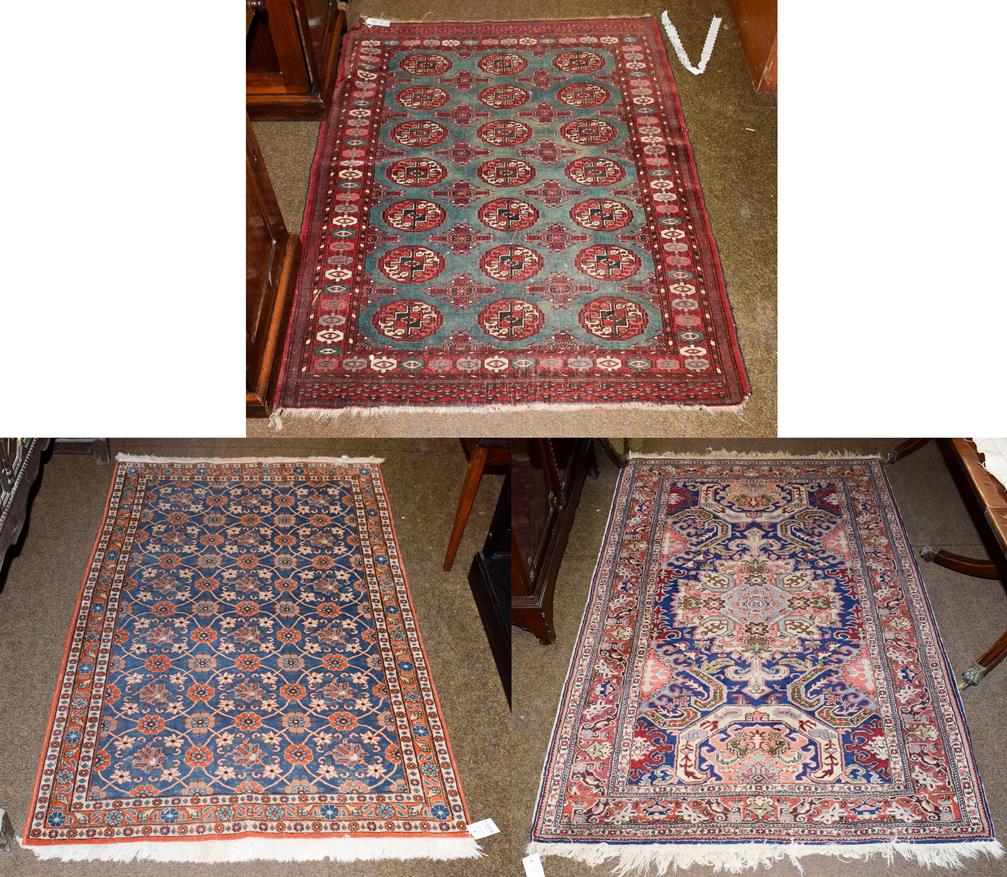 Lot 1074 - A Veramin rug, the indigo field of Mina Khani design enclosed by narrow borders 158cm by 100cm,...