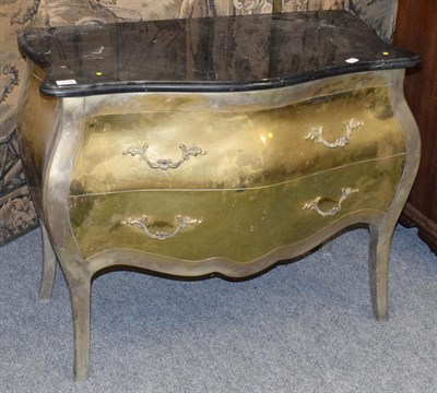 Lot 1146 - A modern French style marble top serpentine fronted commode of bombe form, 94cm by 41cm by 73cm