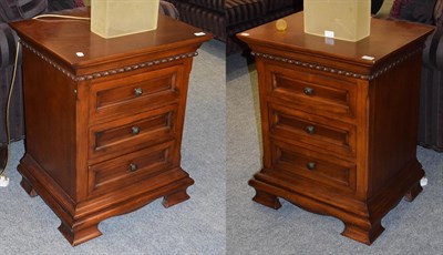 Lot 1158 - A pair of modern hardwood bedside chests 58cm by 46cm by 73cm