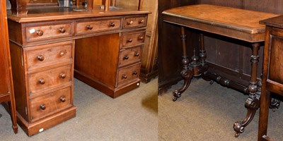 Lot 1216 - A Victorian mahogany twin pedestal desk, 126cm by 65cm by 78cm, together with a Victorian burr...