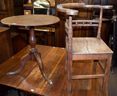 Lot 1222 - Lancashire corner chair and a Georgian mahogany tilt-top tripod table