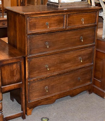 Lot 1225 - An 18th century style oak straight-front four-height chest of drawers, 107cm by 48cm by 118cm