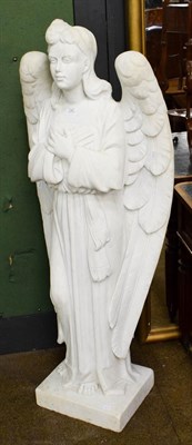 Lot 1307 - A large reconstituted marble figure of an angel, 140cm high