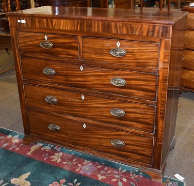 Lot 1324 - A 19th century mahogany four-height chest of drawers, 132cm by 55cm by 122cm