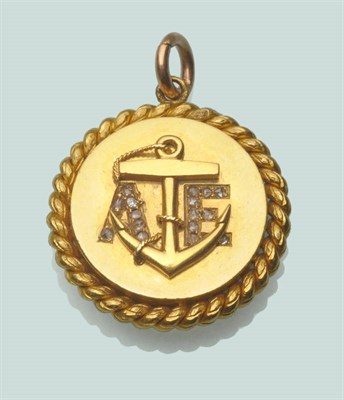 Lot 668 - Royal & Naval Interest: A Pendant, of circular form, with an anchor overlying diamond set...