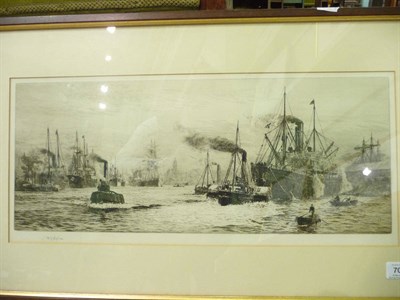 Lot 702 - William Lionel Wyllie RA, RBA, RI, RE, NEAC (1851-1931) "The Clyde at Govan 1914" Signed...