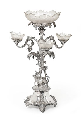 Lot 2251 - A Victorian Silver Plate Centrepiece Epergne, by Thomas Bradbury and Co., Sheffield, Circa...