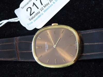 Lot 2177 - An 18 Carat Gold Wristwatch, signed Patek Philippe, Geneve, model: Ellipse, ref: 3748, 1977,...