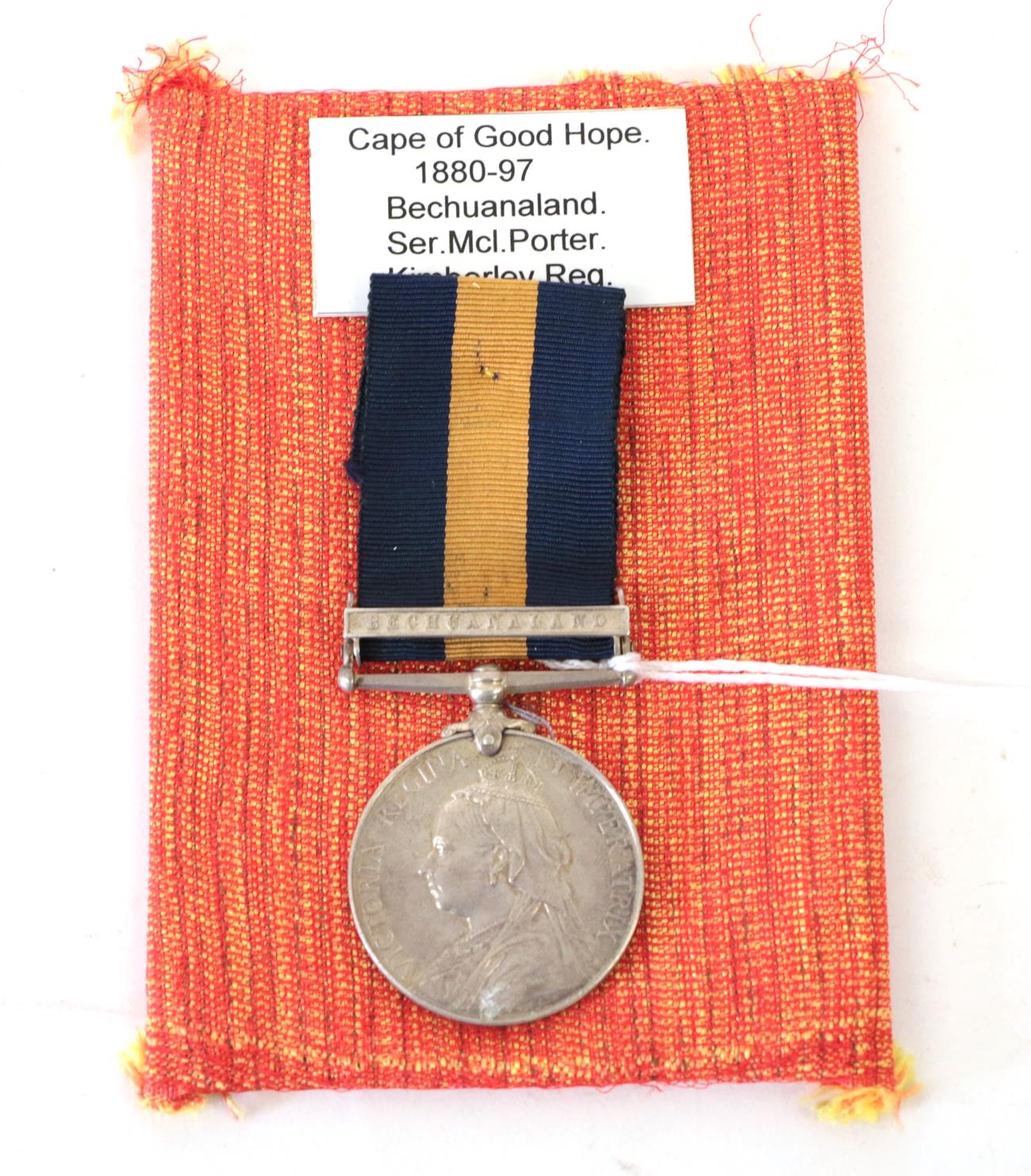 Lot 10 - A Cape of Good Hope General Service Medal, with clasp BECHUANALAND, awarded to SER.McL.PORTER....