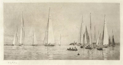 Lot 708 - William Lionel Wyllie RA, RBA, RI, RE, NEAC (1851-1931) "8 & 12 Metres Becalmed at Cowes"...