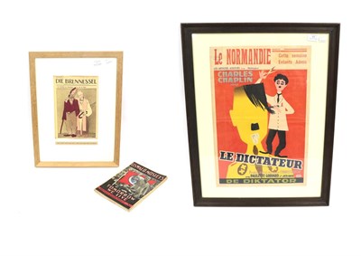 Lot 47 - A Second World War Belgian Cinema Advertising Poster for The Great Dictator (Le Dictateur),...