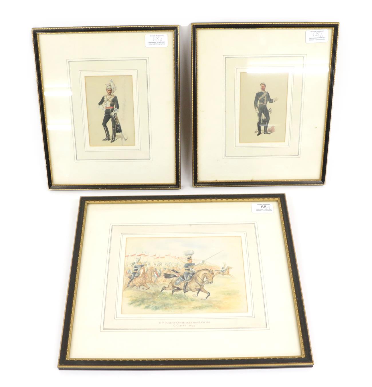 Lot 68 - C Clarke - 17th Duke of Cambridge's Own Lancers, signed and dated (18)95, watercolour, 14cm by...