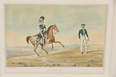 Lot 69 - After G Salisbury, 1832 - ''Officers, Review Order, Private, Field-day Order, Officer, Stable...