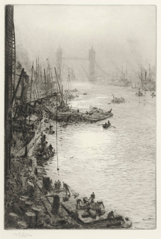 Lot 713 - William Lionel Wyllie RA, RBA, RI, RE, NEAC (1851-1931) "Tower Bridge from The Thames" Signed...