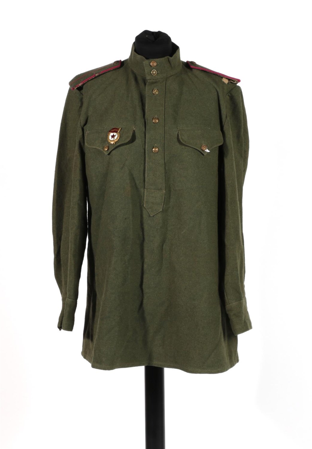 Lot 84 - A Rare Second World War Soviet Infantry Officer's Green Wool Shirt/Jacket, to a Lieutenant of...